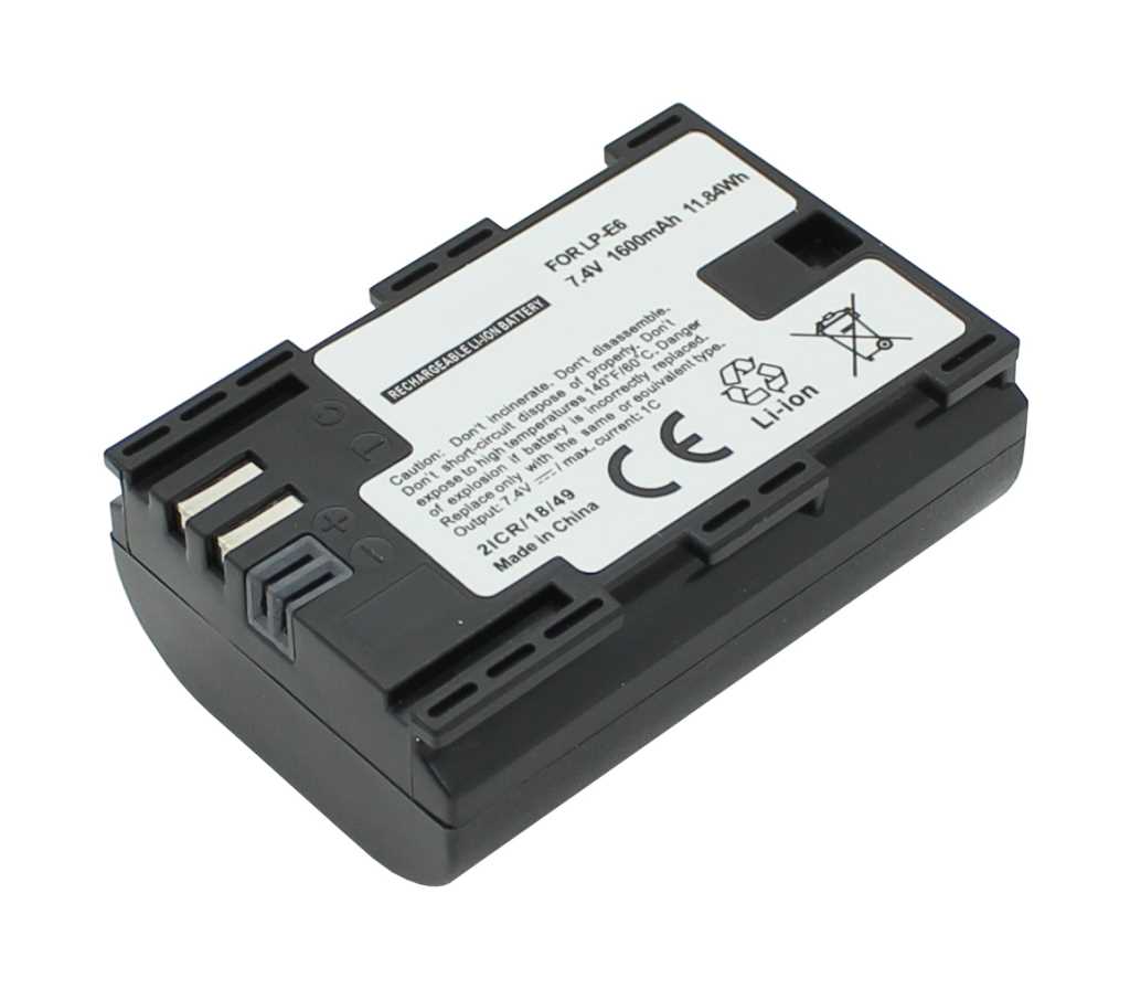 Bild von Digicam-Akku LiIon 7,4V 1600mAh ersetzt Canon LP-E6