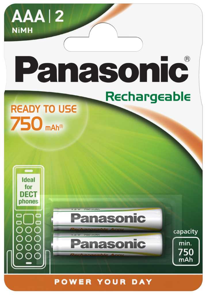 Bild von Panasonic DECT NiMH-Akku Micro 750mAh HHR-4MVE/2BD P-03/2BC750 DECT 2er Blister