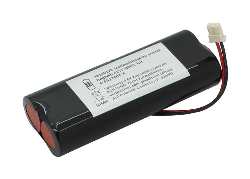 Bild von Notleuchtenakku NiMH 4,8V 1720mAh L2x2 4/5A mit Kabel und Stecker ersetzt Beghelli KH-4/5A1700T*4