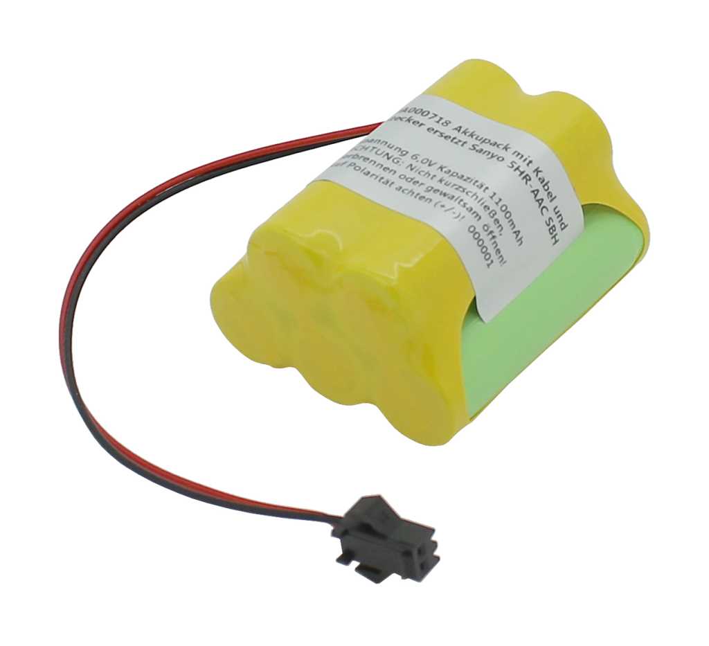 Bild von Akkupack NiMH 6,0V 1100mAh mit Kabel und Stecker ersetzt Interstate NIC02621