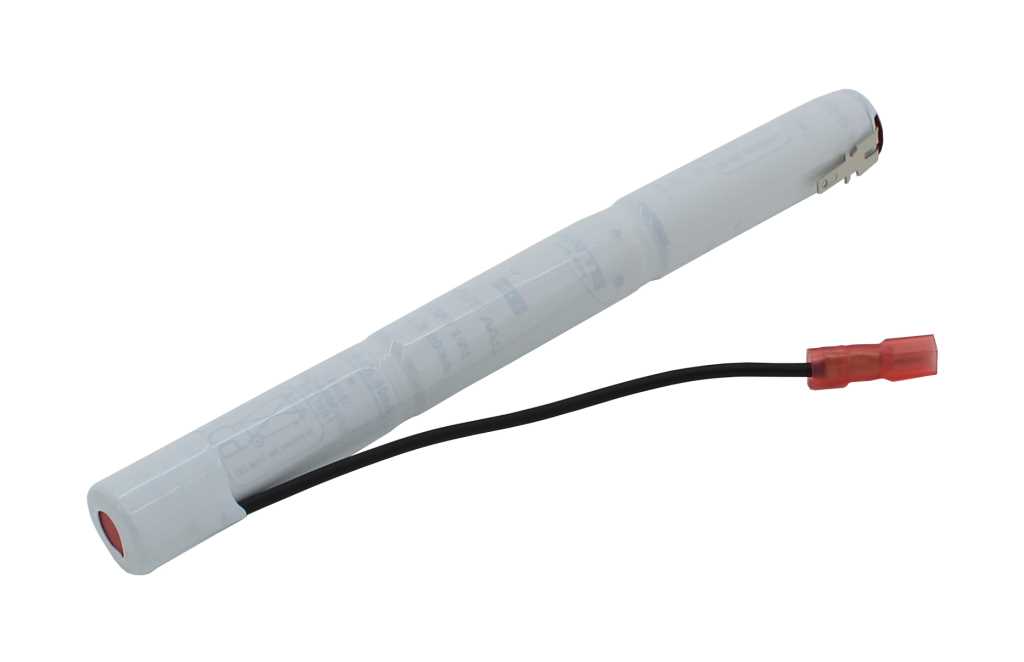 Bild von Notleuchtenakku NiCd 3,6V 860mAh L1x3 Mignon AA mit Fastonstecker 2,8mm +Pol und 110mm Kabel und Faston-Buchse 2,8mm -Pol ersetzt Onelux AA09