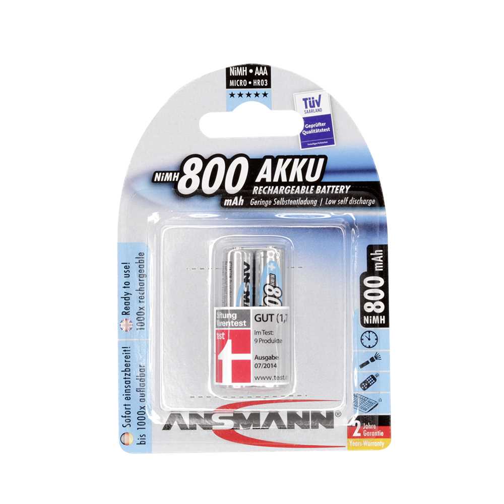 Bild von Ansmann maxE NiMH-Akku Micro 800mAh 5030982 2er Blister