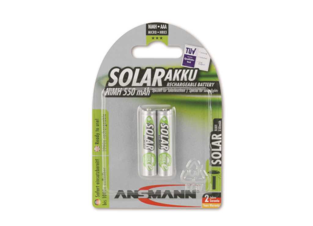 Bild von Ansmann NiMH-Akku Micro 550mAh Solar 1311-0001 2er Blister